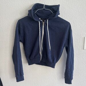 Navy Blue Cropped Hoodie